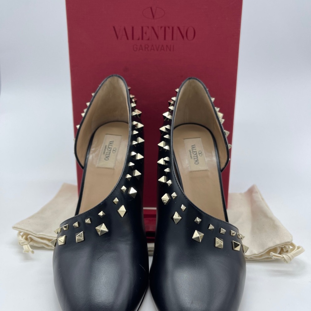 Valentino Black Round Toe Pumps